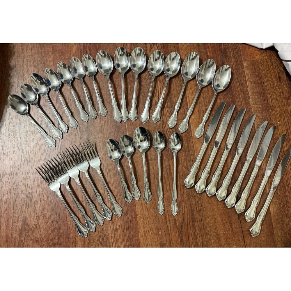 Vtg Flatware Mixed Lot 33 Fancy Floral Patterns Silverware Stainless
